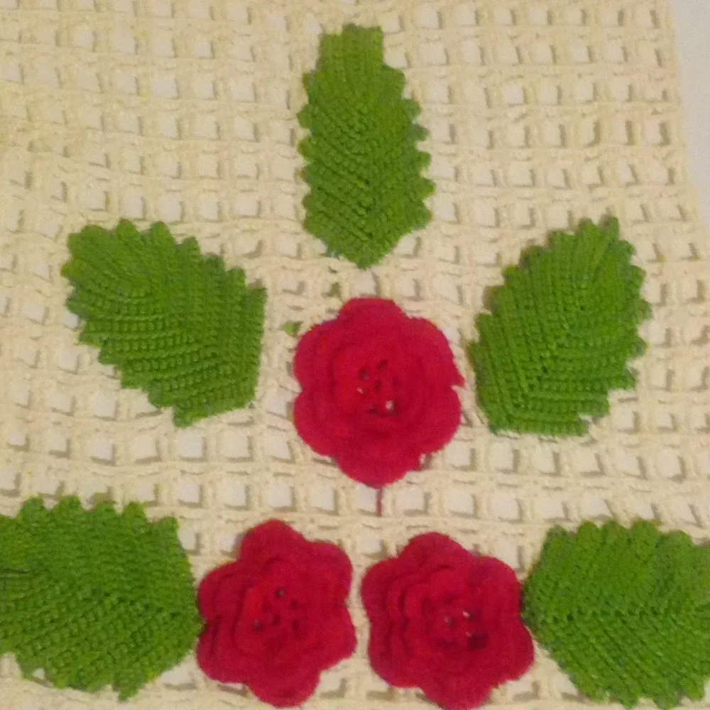 Vintage Hand Crafted Crocheted Doilies 3D Roses Set of 3